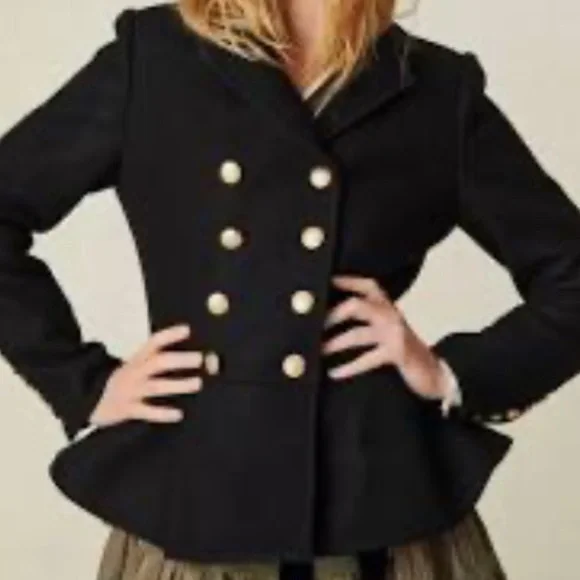 LoveShackFancy Morrow Double-Breasted Wool-Blend Felt Peplum Jacket - Picture 3 of 6